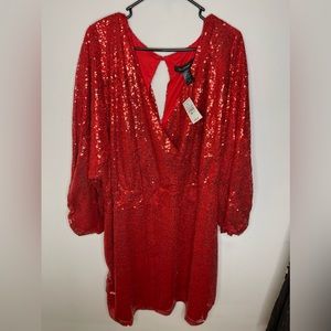 NWT ASHLEY STEWART DRESS RED SEQUIN EMBELLISHED